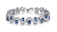 Beautiful Shining Green/Blue/White Birthstone Bracelet for Women,White Gold Plated,7.4'' or 6.9''