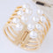 Fashion Women Simulated Pearl Open Design Bangle Hollow Irregular Bracelet