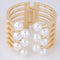 Fashion Women Simulated Pearl Open Design Bangle Hollow Irregular Bracelet