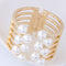 Fashion Women Simulated Pearl Open Design Bangle Hollow Irregular Bracelet