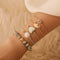 5 Pieces Vintage Trendy Love Tortoise Hollow Geometric Pineapple Shape Beads Ceramic Alloy Bracelet Set