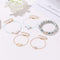 5 Pieces Vintage Trendy Love Tortoise Hollow Geometric Pineapple Shape Beads Ceramic Alloy Bracelet Set