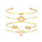 4Pcs/Set Fashion Women Leaf Diamond Circle Hollow Charm Bangle Bracelet Jewelry - Golden 4 Pcs/Set Mother‘s Day Gift for Women Mom Personalized Gift