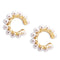 fashion elegant plating alloy inlay pearl C shape women clip-on earrings