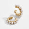 fashion elegant plating alloy inlay pearl C shape women clip-on earrings