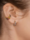 C-shaped diamond inlaid alloy earrings, multi-layer colored diamonds without drilling