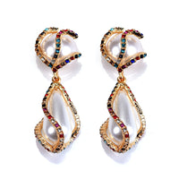 Fashion Imitation Pearl Drop Earring Colorful Teardrop Rhinestone Faux Pearl Earrings Charm Women Statement Bijoux Jewelry