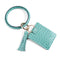 Keychain Wallet Wristlet Bracelet with Card Holder PU Leather Round Key Ring for Women Girls