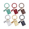 Keychain Wallet Wristlet Bracelet with Card Holder PU Leather Round Key Ring for Women Girls