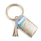 Keychain Wallet Wristlet Bracelet with Card Holder PU Leather Round Key Ring for Women Girls