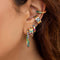 Fashion Ear Clip Earrings for Women, Colorful Bohemian Crystal Rhinestone Clip On Clip