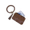 PU Wrist Keychain Card Case Leaf Leather Sports Bracelet Coin Purse Pendant