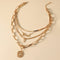 Letter Angel Moon Sun Pendant Multilayer Necklace