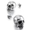 Mens Womens Stainless Steel Stud Earrings Silver Tone Black Skull Earrings