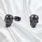 Mens Womens Stainless Steel Stud Earrings Silver Tone Black Skull Earrings