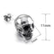 Mens Womens Stainless Steel Stud Earrings Silver Tone Black Skull Earrings