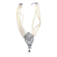 Women's Multi Layered Imitation Pearl And Crystal Statement Necklace