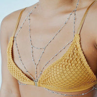 Jewelry New Beach Funnyy Women Body Chain Necklace Waist Leg Chest Hollow Imitation Rhinestone Bikini Belly Summer Jewelry