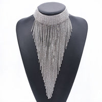 Fashionable Statement Costume Jewelry Big Formal necklace Sparkly Gift Women Body bling Rhinestone tassels Chains Necklace