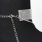 Wide Rhinestone Crystal Choker Necklace with Long Chain Pendant Diamond Necklace Bohemia Layered Wide Collar Tassel Y Necklace for Women Girls – Silver