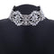 Festival Rhinestone Choker Necklaces Silver Crystal Flower Necklace Chain Rave Jewelry for Women and Girls