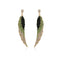 Exquisite Paved Rhinestone Feather Metal Dangle Earrings For Women Birthday Stone Punk Earrings