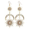 New 1 Pair Women Drop Earrings Crystal Moon Sun Vintage Dangle Earring Lady Girl Jewelry Gift