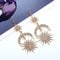 New 1 Pair Women Drop Earrings Crystal Moon Sun Vintage Dangle Earring Lady Girl Jewelry Gift