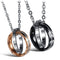 His & Hers Matching Set Necklace Pendants,Rings,Stainless Steel Couple Pendants