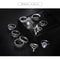 11pcs Women Fashion Ring Set Rhinestone Gem Leaf Leaf Butterfly Flower Butterfly Casual Retro Jewelry