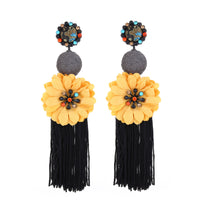 Vintage Ethnic Style Tassel Dangle Drop Earrings Flower Large Long for Women Jewelry Fringing Pendientes