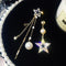 New S925 Silver Needle Asymmetric Five-pointed Star Earrings Female Temperament Korean Personality Wild Tide Pearl Earrings