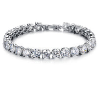 Beautiful Shining Birthstone Bracelet for Women, White Zircon,White Gold Plated,7.4''(19cm)