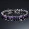 Beautiful Shining Green/Purple Birthstone Bracelet for Women,White Gold Plated,7.2''(18.5cm)