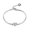 Fashion 18K White Gold Platted Copper Bracelet for Women,6.29‘’+1.57‘',Heart