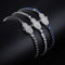 Fashion 18K White Gold Platted Copper Bracelet for Women, Adjustable from 6.29'' to 9.84'', Birthstone Black/Blue