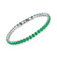 Fashion 18K White Gold Platted Copper Bracelet for Women,6.69'', Birthstone Blue/Green