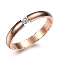 Dazzling Stardust Rose Gold Stainless Steel Ring for Girls & Women with Cubic Zirconia