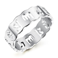 Vintage Hollow Mantra Ring for Girls/Boyfriend/Coupls,Stainless Steel