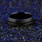 8mm Black Mens Titanium Bands Rings for Men Black Titanium Carbide 316L Stainless Steel Ring Polished Finish Grooved Center Comfort Fit