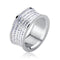 Gorgeous Stainless Steel White 5 Rows Lines Cz Cubic Zirconia Crystal Concave Band Ring 8mm Width US Size#7-11