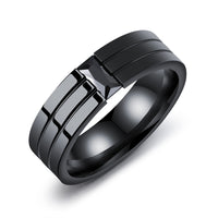 Balck Titanium Steel Bands Rings For Men with Cubic Zirconia Men's Jewelry Gifts