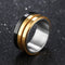 Black and Gold Three-Ring Titanium Steel Men's Ring Smooth Food Ring can be rotated