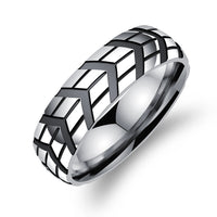 6MM Stainless Steel Mens Rings Grooved Arrow Bands for Boys, Size 7-11