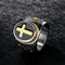 Stainless Steel Men Black Silver Christian Holy Cross Prayer Ring,Size 7-12