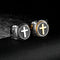 Stainless Steel Men Black Silver Christian Holy Cross Prayer Ring,Size 7-12