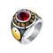 316L stainless steel Unique Design Ruby Stone Gold Ring For Men