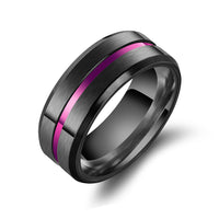 Black Purple Blue Ring 8MM Titanium Steel Blue Ring City Boy Personality Ring Jewelry