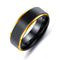 7mm Mens Wedding Bands Rainbow Rings Titanium Carbide Black Brushed Finish Blue Plated Edge Groove Wedding Band