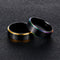 7mm Mens Wedding Bands Rainbow Rings Titanium Carbide Black Brushed Finish Blue Plated Edge Groove Wedding Band